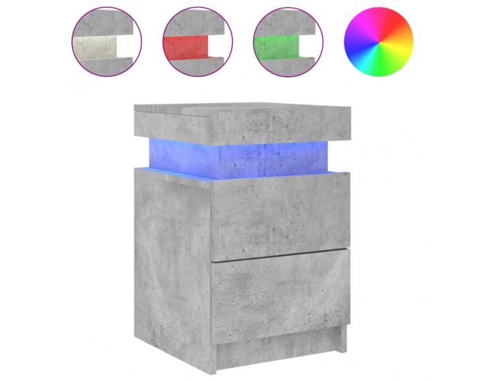 Sonata H Нощни шкафчета с LED осветление, 2 бр, бетонно сив, 35x39x55 см