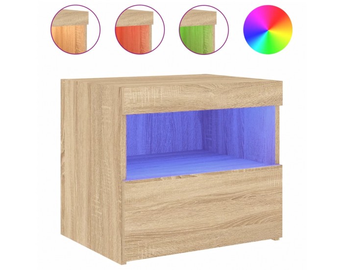 Sonata H Нощни шкафчета с LED осветление, 2 бр, сонома дъб, 50x40x45 см