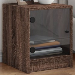 Sonata H Нощни шкафчета със стъклени врати 2 бр кафяв дъб 35x37x42 см - Noptiere