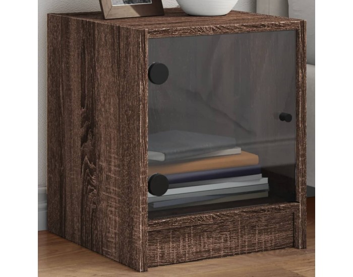 Sonata H Нощни шкафчета със стъклени врати 2 бр кафяв дъб 35x37x42 см