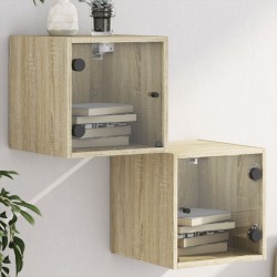 Sonata H Нощни шкафчета със стъклени врати 2 бр дъб сонома 35x37x35 см - Noptiere