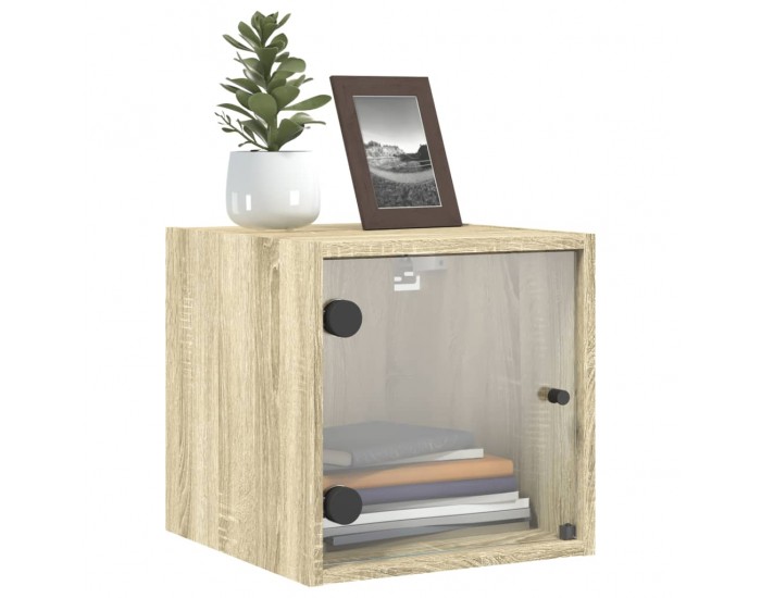 Sonata H Нощни шкафчета със стъклени врати 2 бр дъб сонома 35x37x35 см
