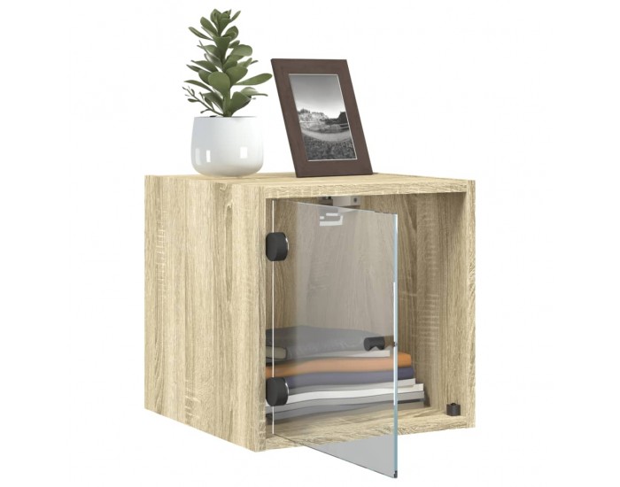Sonata H Нощни шкафчета със стъклени врати 2 бр дъб сонома 35x37x35 см