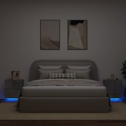 Sonata H Нощни шкафчета с LED, 2 бр, бетонно сиво, инженерна дървесина - Noptiere