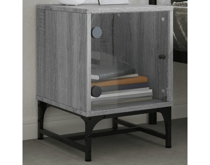 Sonata H Нощни шкафчета със стъклени врати 2 бр сив сонома 35x37x50 см