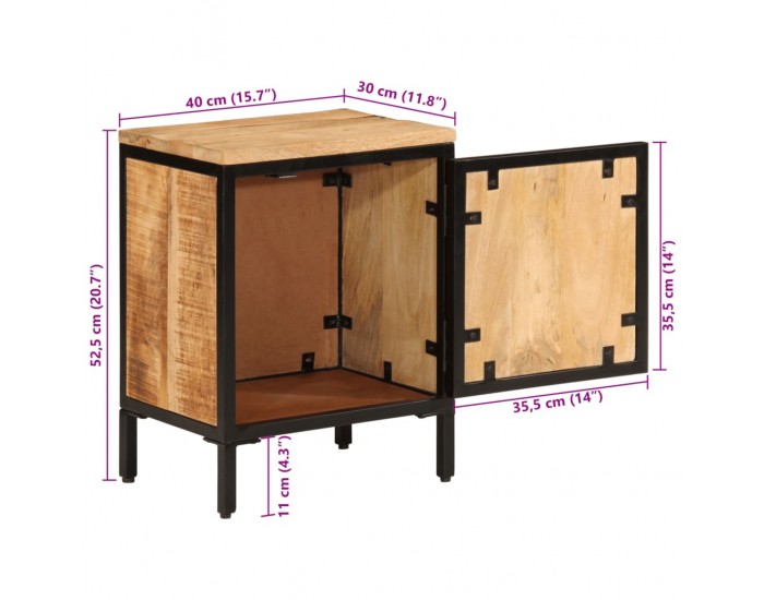 Sonata H Нощно шкафче 40x30x52,5 см грубо мангово дърво масив