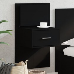 Sonata H Нощно шкафче за стена с LED светлини, черно - Noptiere