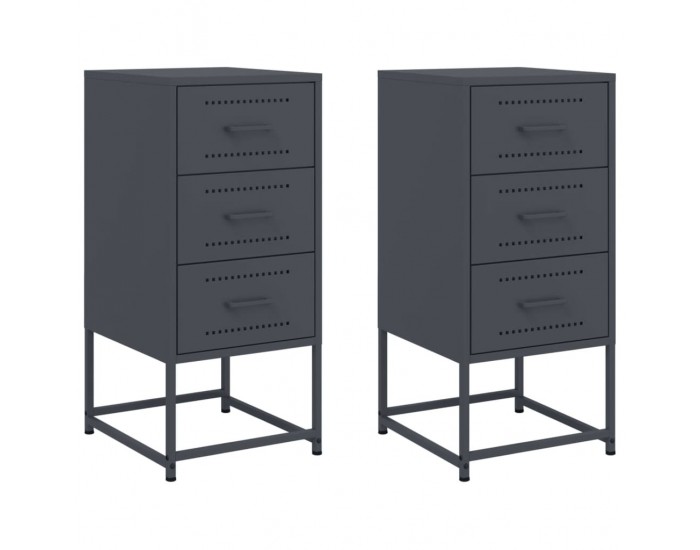 Sonata H Нощни шкафчета 2 бр антрацит 36x39x78 см стомана