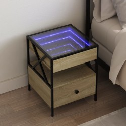 Sonata H Нощна масичка с Infinity LED сонома дъб 40x40x51 см - Noptiere