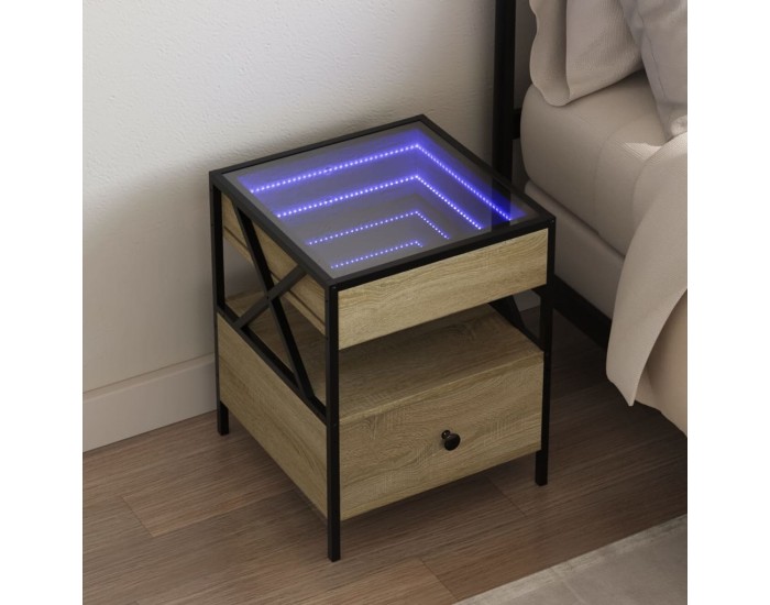 Sonata H Нощна масичка с Infinity LED сонома дъб 40x40x51 см