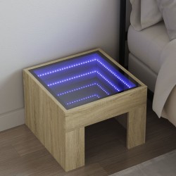 Sonata H Нощна масичка с Infinity LED сонома дъб 40x40x30 см - Noptiere