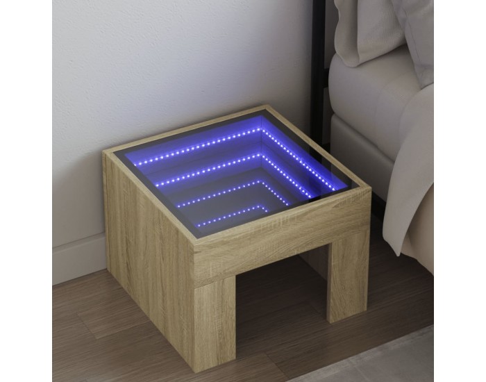 Sonata H Нощна масичка с Infinity LED сонома дъб 40x40x30 см