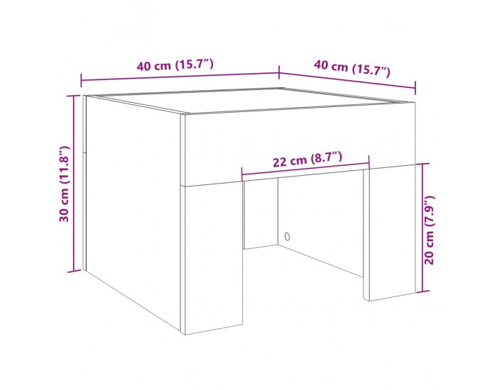 Sonata H Нощна масичка с Infinity LED сонома дъб 40x40x30 см