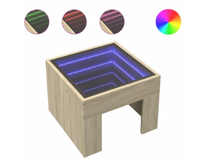 Sonata H Нощна масичка с Infinity LED сонома дъб 40x40x30 см
