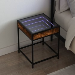 Sonata H Нощна масичка с Infinity LED опушен дъб 40x40x51 см - Noptiere