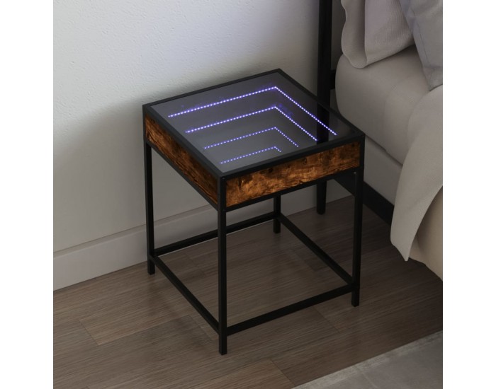 Sonata H Нощна масичка с Infinity LED опушен дъб 40x40x51 см