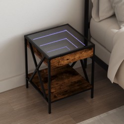 Sonata H Нощна масичка с Infinity LED, опушен дъб, 40x40x49 см - Noptiere