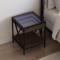 Sonata H Нощна масичка с Infinity LED, кафяв дъб, 40x40x49 см - Noptiere