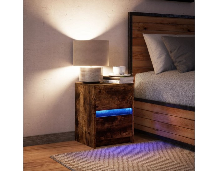 Sonata H Нощно шкафче с LED осветление, опушен дъб, инженерно дърво
