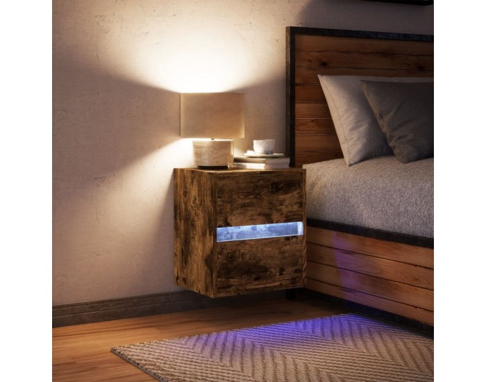 Sonata H Нощно шкафче за стена с LED осветление, опушен дъб
