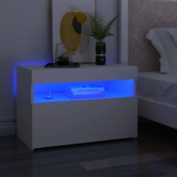 Sonata H Нощно шкафче с LED осветление бяло 60x35x40 см инженерно дърво - Noptiere