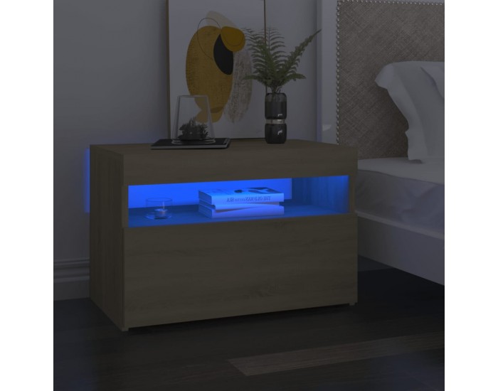 Sonata H Нощни шкафчета с LED осветление 2 бр сонома дъб 60x35x40 см