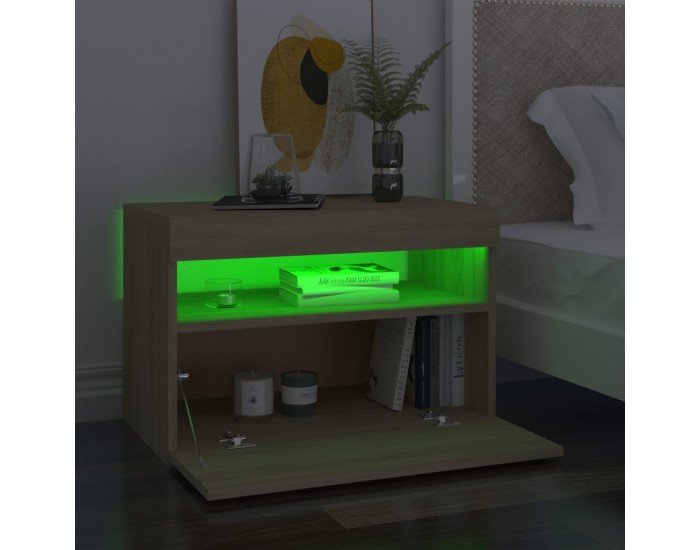 Sonata H Нощни шкафчета с LED осветление 2 бр сонома дъб 60x35x40 см