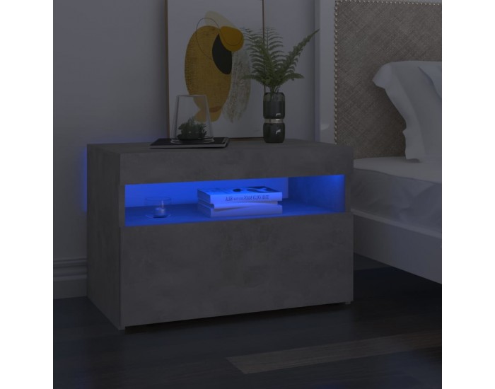 Sonata H Нощни шкафчета с LED осветление 2 бр бетонно сиви 60x35x40 см