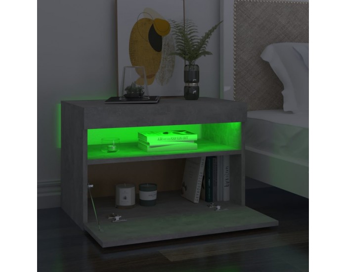Sonata H Нощни шкафчета с LED осветление 2 бр бетонно сиви 60x35x40 см