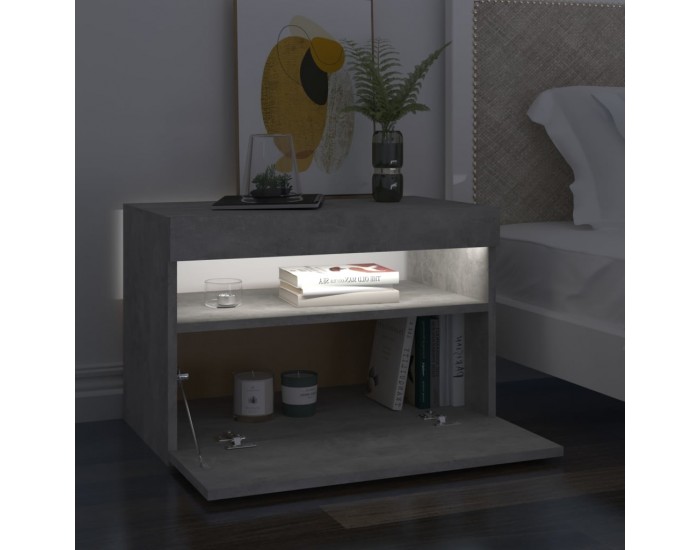 Sonata H Нощни шкафчета с LED осветление 2 бр бетонно сиви 60x35x40 см