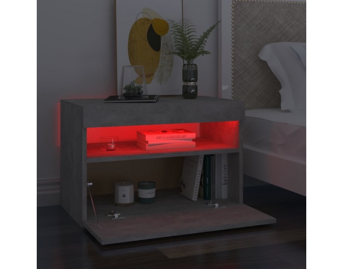Sonata H Нощни шкафчета с LED осветление 2 бр бетонно сиви 60x35x40 см
