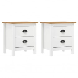 Sonata H Нощни шкафчета Hill 2 бр бели 46x35x49,5 см борово дърво масив - Noptiere