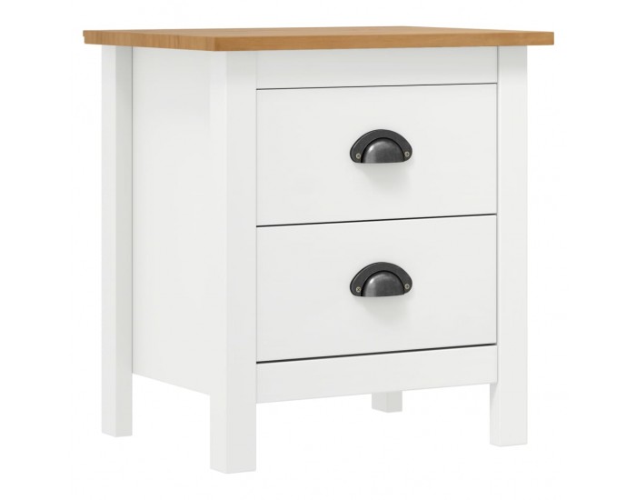 Sonata H Нощни шкафчета Hill 2 бр бели 46x35x49,5 см борово дърво масив