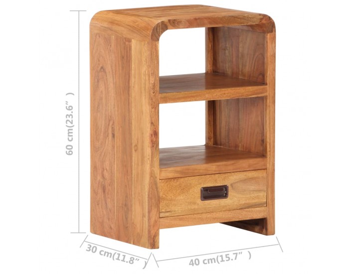 Sonata H Нощно шкафче 40x30x60 см масивно акациево дърво с покритие мед