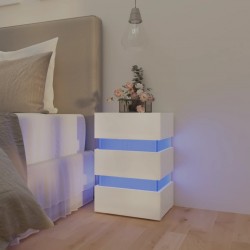 Sonata H Нощно шкафче с LED, бял гланц, 45x35x67 см, инженерно дърво - Dormitor