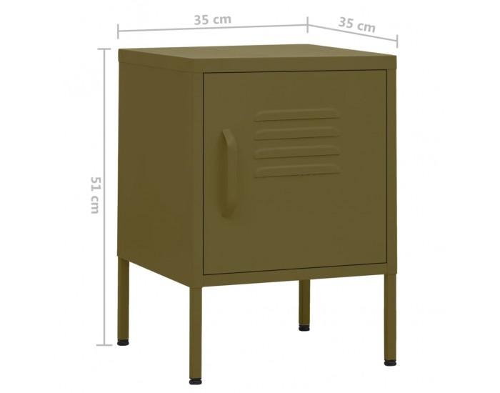 Sonata H Нощно шкафче, маслиненозелено, 35х35х51 см, стомана
