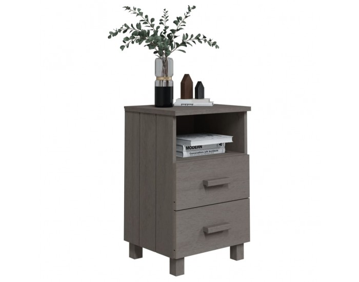 Sonata H Нощни шкафчета HAMAR 2 бр светлосиви 40x35x62 см бор масив