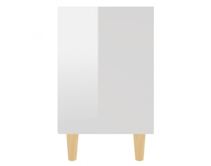 Sonata H Нощни шкафчета крака от дърво масив 2 бр бял гланц 40x30x50 см