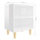 Sonata H Нощни шкафчета крака от дърво масив 2 бр бял гланц 40x30x50 см