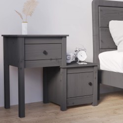 Sonata H Нощно шкафче, сиво, 79,5x38x65,5 см, борово дърво масив - Noptiere