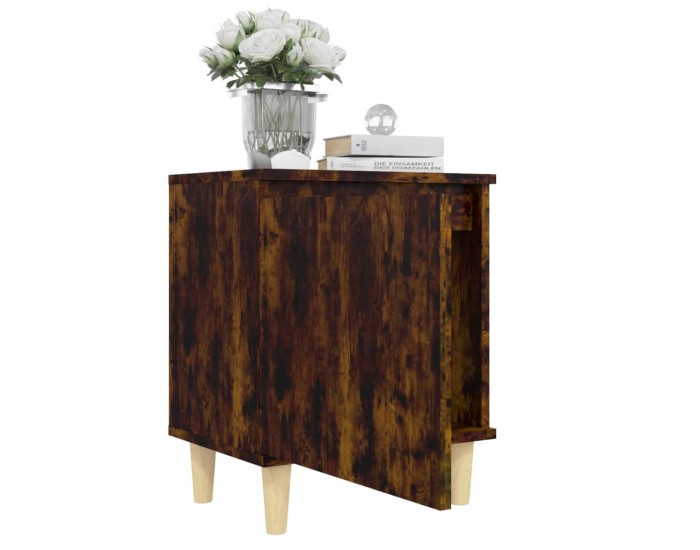 Sonata H Нощни шкафчета с крака дърво масив 2 бр опушен дъб 40x30x50 см