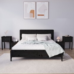 Sonata H Нощни шкафчета 2 бр черни 79,5x38x65,5 см борово дърво масив - Noptiere