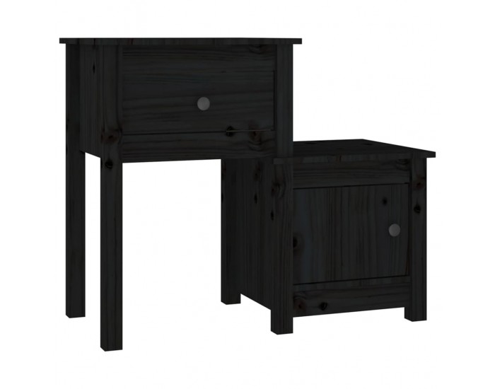 Sonata H Нощни шкафчета 2 бр черни 79,5x38x65,5 см борово дърво масив