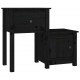 Sonata H Нощни шкафчета 2 бр черни 79,5x38x65,5 см борово дърво масив