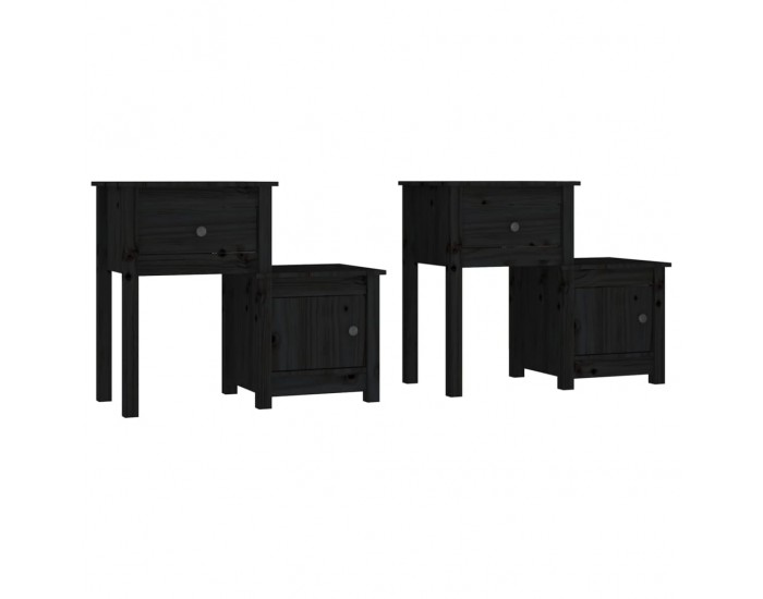 Sonata H Нощни шкафчета 2 бр черни 79,5x38x65,5 см борово дърво масив