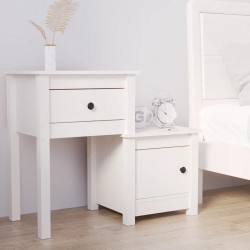 Sonata H Нощно шкафче, бяло, 79,5x38x65,5 см, борово дърво масив - Noptiere