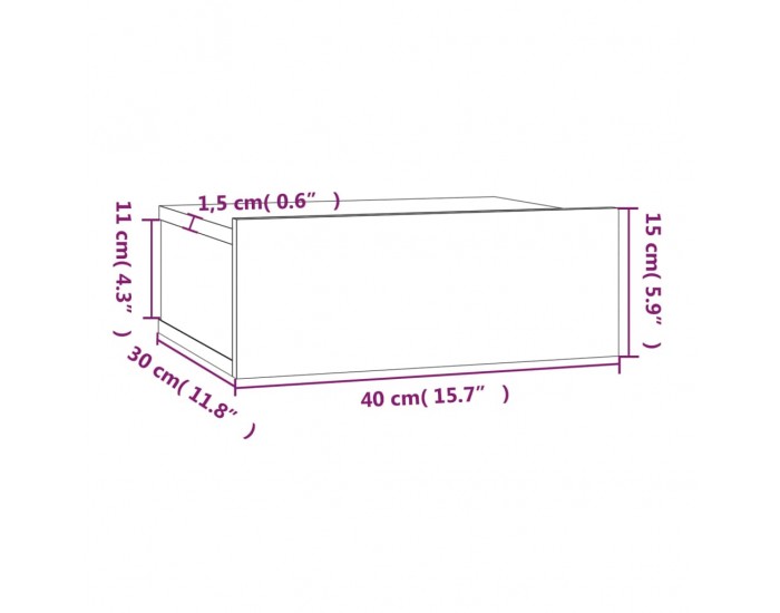 Sonata H Плаващи нощни шкафчета 2 бр опушен дъб 40x30x15 см инж. дърво