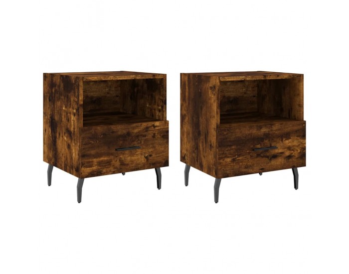 Sonata H Нощни шкафчета 2 бр опушен дъб 40x35x47,5 см инженерно дърво