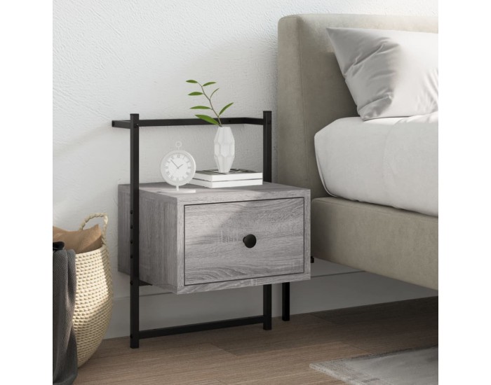 Sonata H Нощно шкафче стенно сив сонома 35x30x51 см инженерно дърво