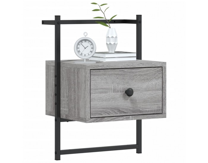 Sonata H Нощно шкафче стенно сив сонома 35x30x51 см инженерно дърво